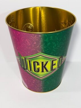 Wicked For Good Popcorn Tin Bucket AMC Exclusive Dual Sided WORDS Elphaba Glinda